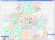 Lansing-East Lansing Metro Area Wall Map Color Cast Style